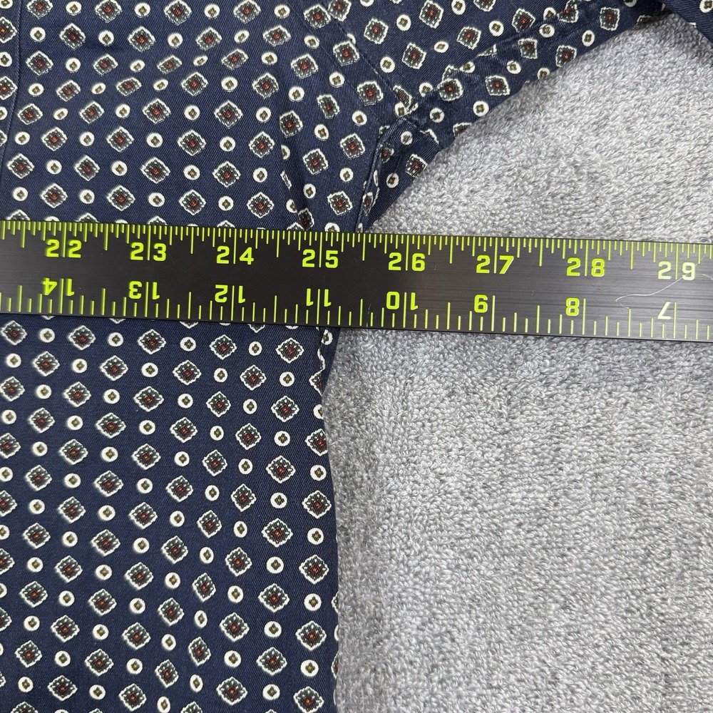 Vintage Y2K Tommy Hilfiger Mens XL Cotton Navy Blue Geometric Button Down Shirt - Picture 6 of 7